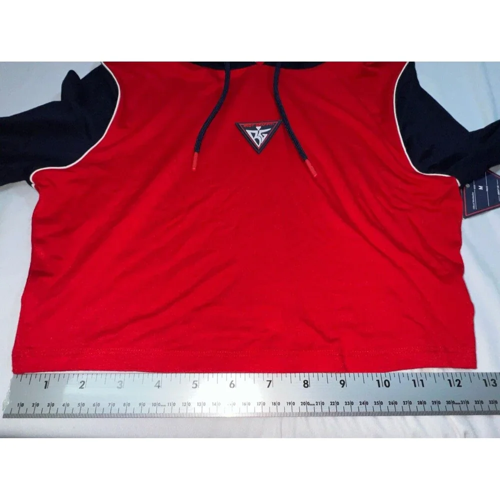 Body Graffiti Women’s Red‎ & Blue Crop Long-sleeve Hooded Top Size Medium